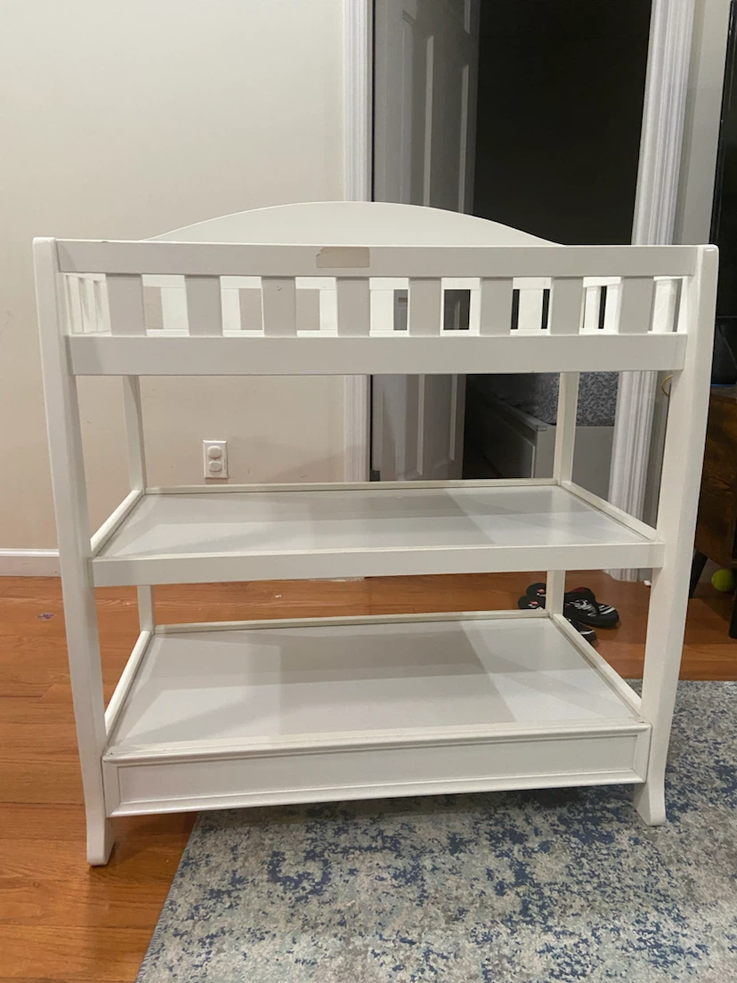 White Baby Changing Table with Shelves - photo 4