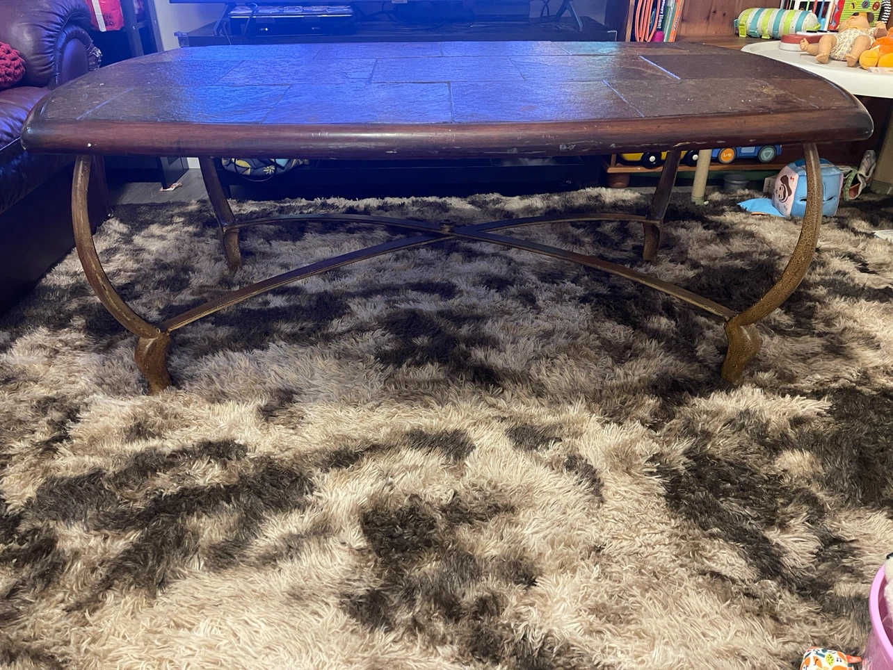 2 matching Tiled Top Coffee Tables with Wooden Trim - photo 2