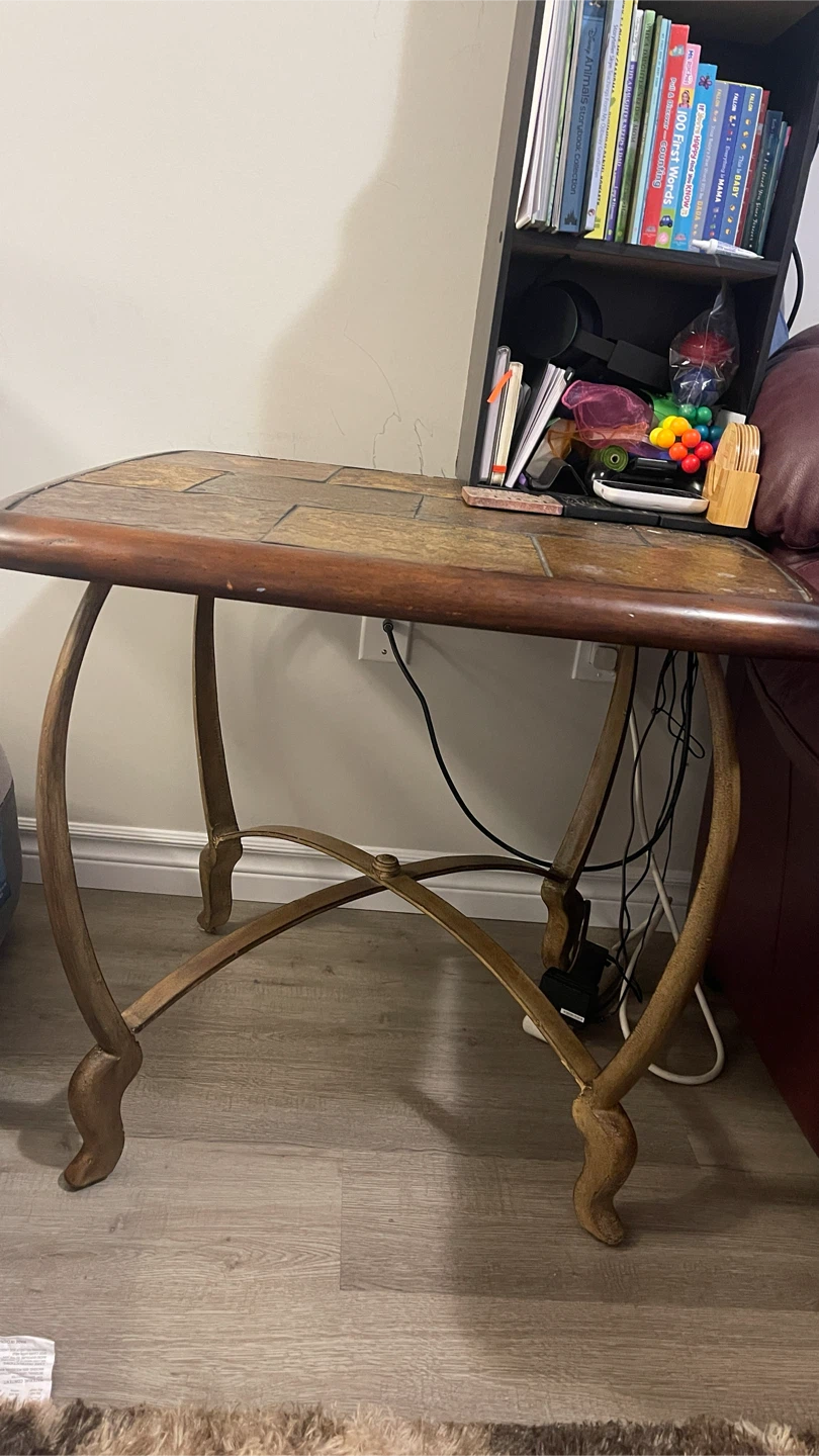 2 matching Tiled Top Coffee Tables with Wooden Trim - photo 3
