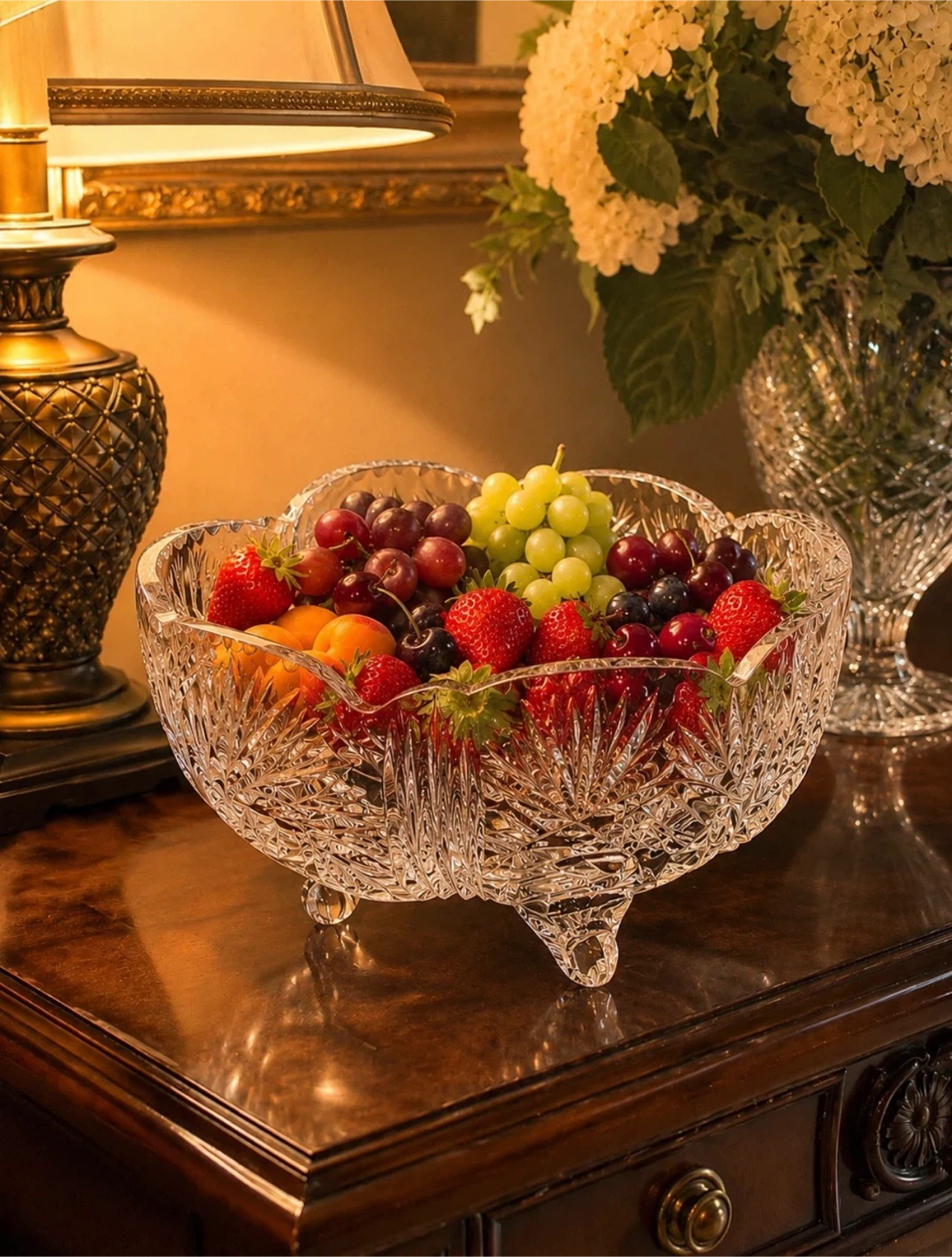 Crystal Cut Glass Footed Serving Bowl - photo 2