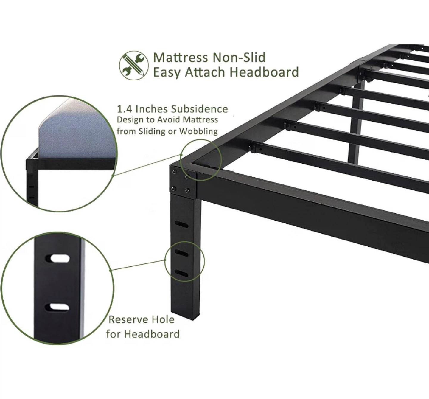 King Size 18 Inch 3500lb heavy duty Bed Frame - photo 4
