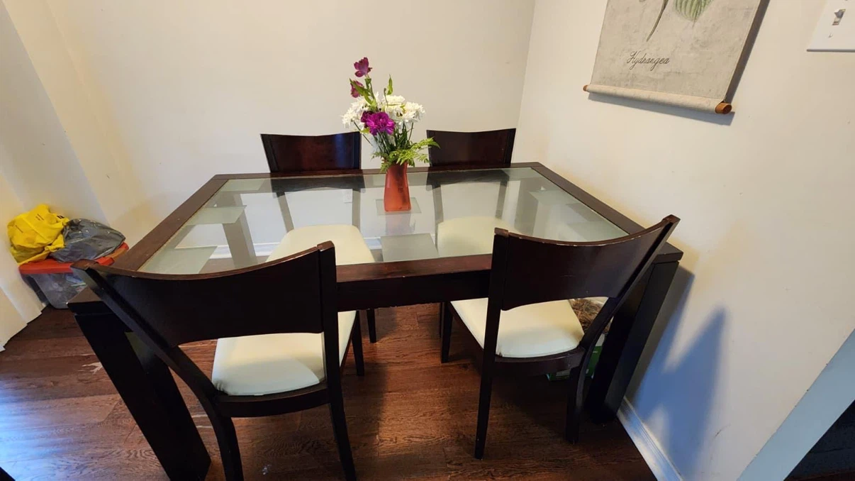Dining Chairs (Set of 5) - Wood with White Upholstery - photo 4