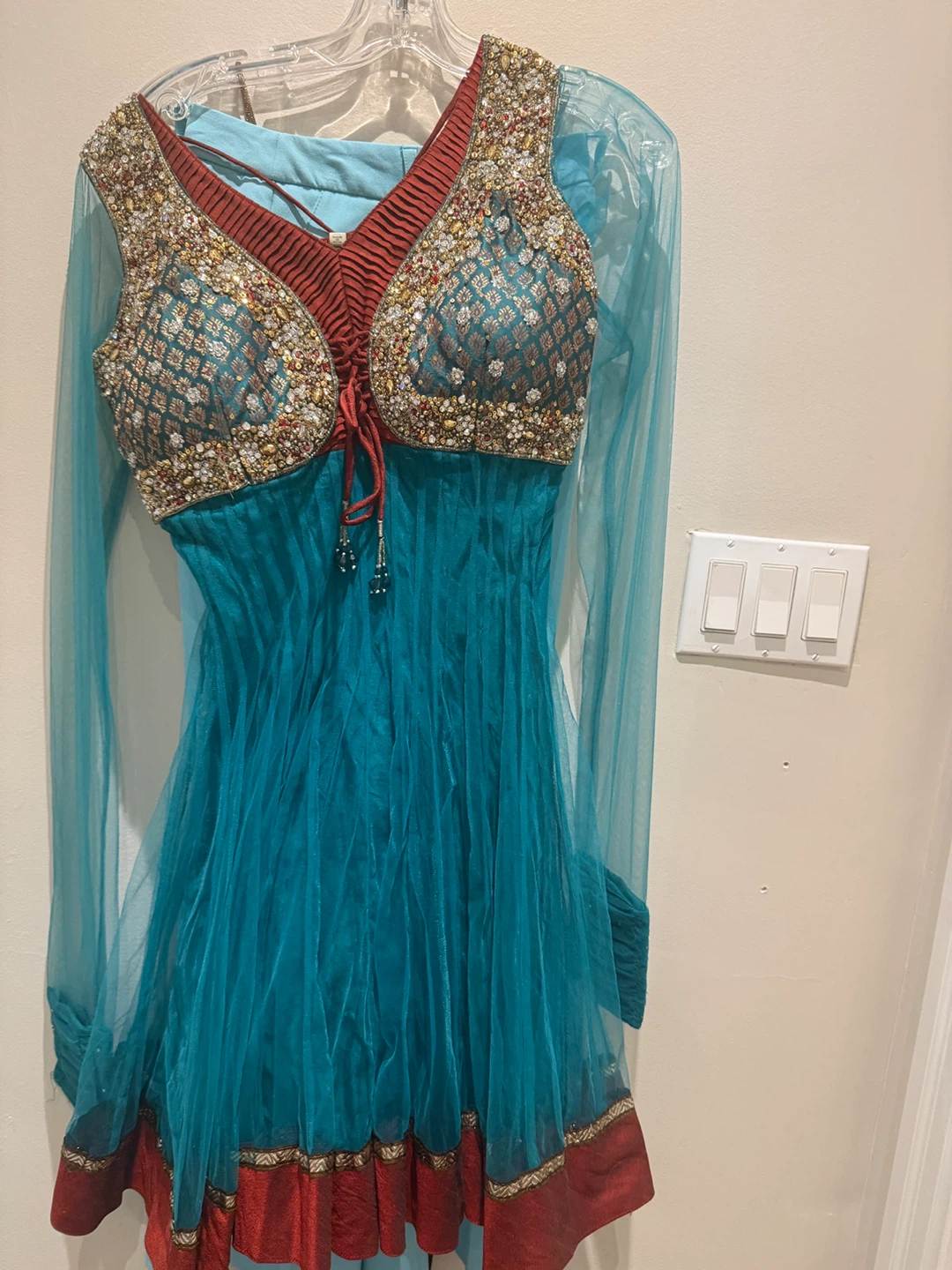 Teal Embroidered Anarkali Kurti