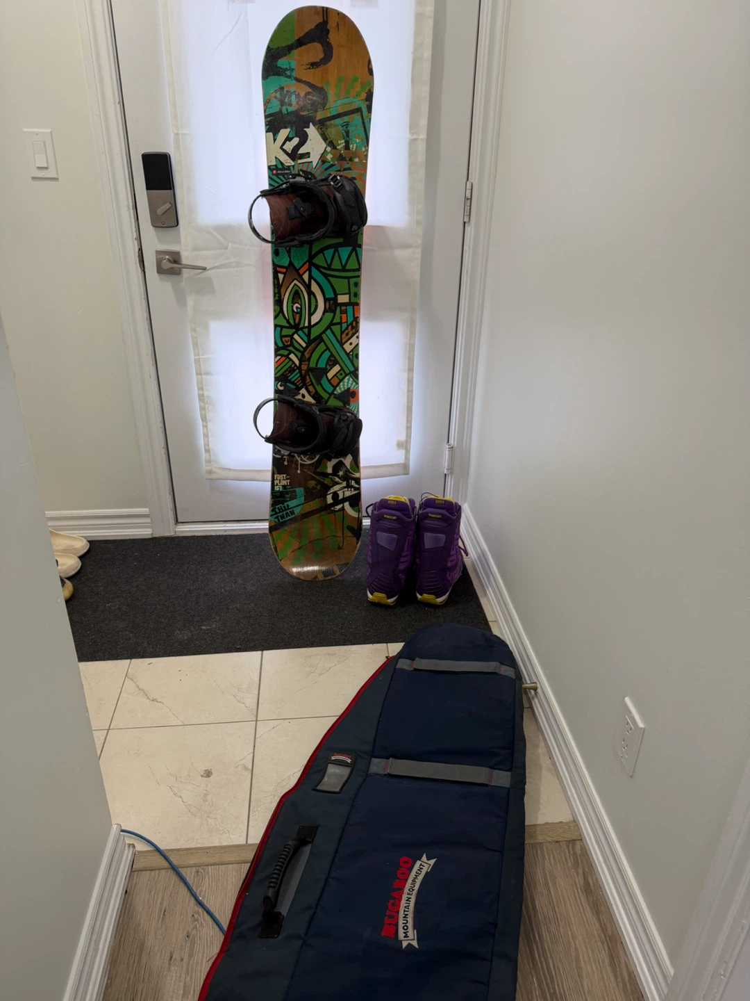 Snowboard and burton boots