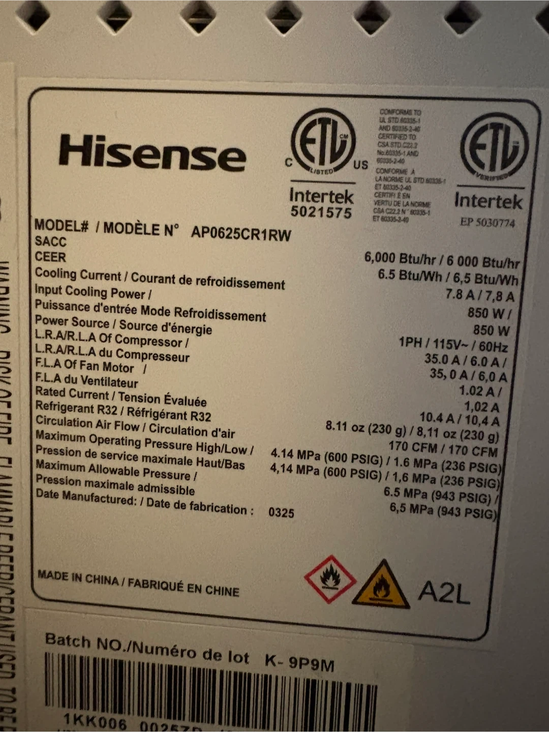 Hisense AP0625CR1RW Portable Air Conditioner - photo 4