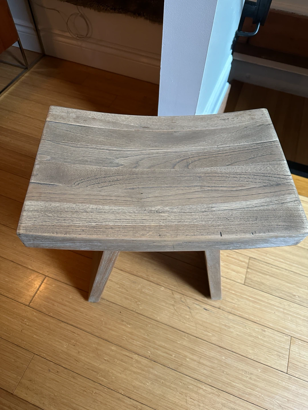 VINTAGE TEAK WOOD ASIAN STYLE BENCH SEAT BOHO CHIC TABLE - photo 2
