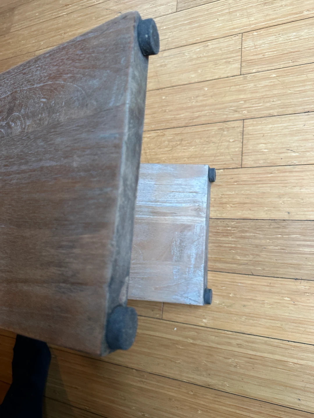 VINTAGE TEAK WOOD ASIAN STYLE BENCH SEAT BOHO CHIC TABLE - photo 4