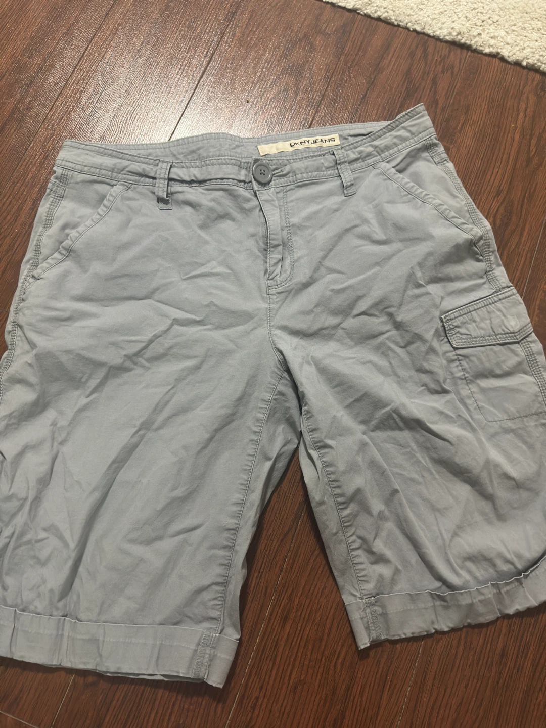 y2k DKNY Jeans Women's Grey Cargo Shorts Size 10