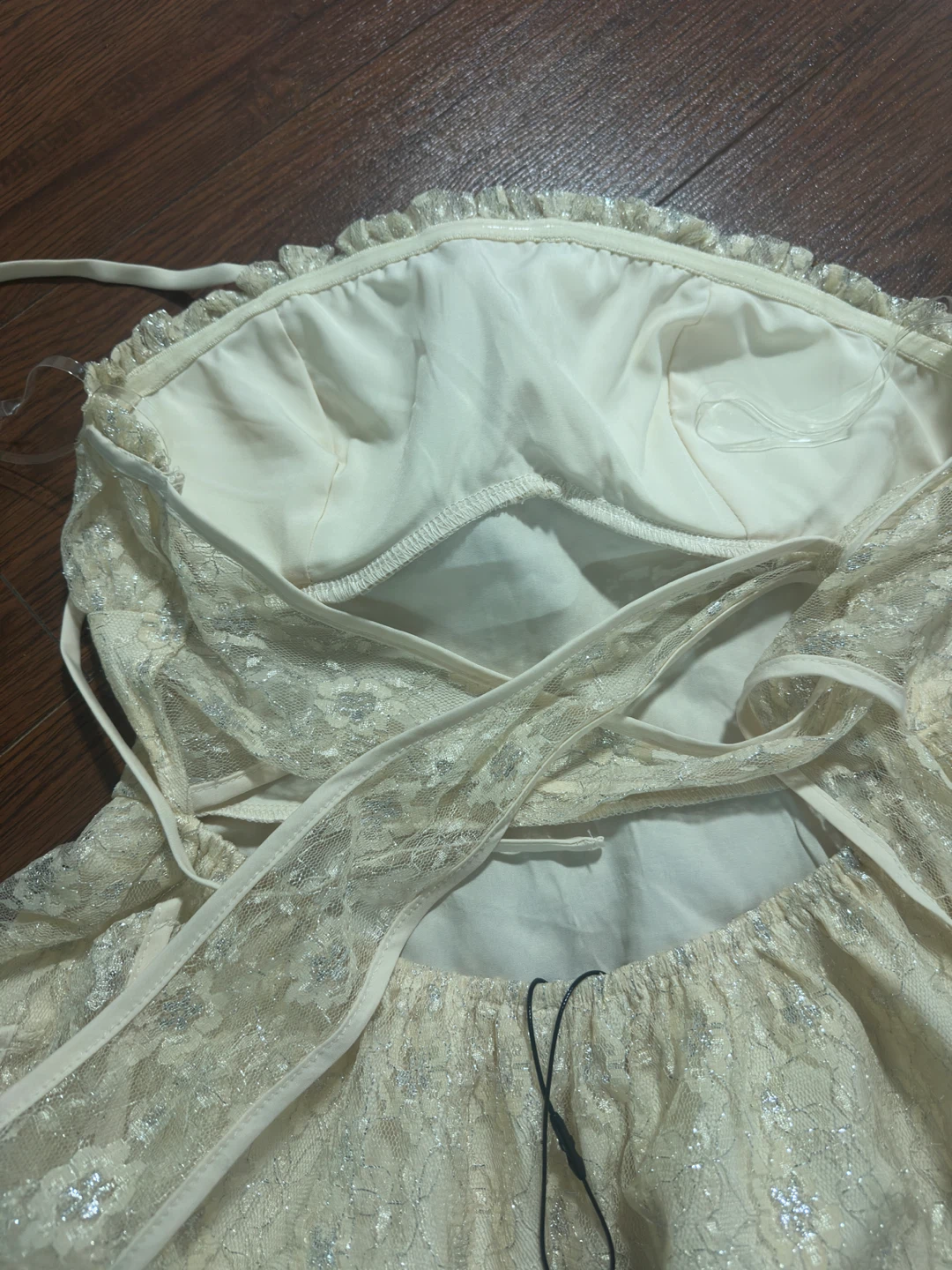 NEW Fashion Nova Solene Lace Mini Dress - Cream - Size M - photo 3