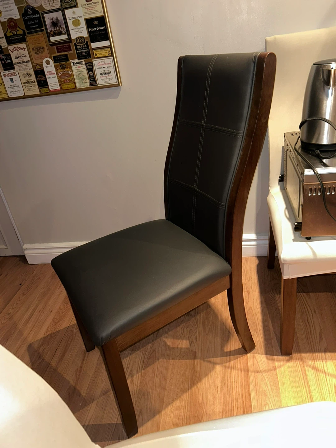 2pcs Dark Gray Leather Dining Chair with Wood Frame - photo 2
