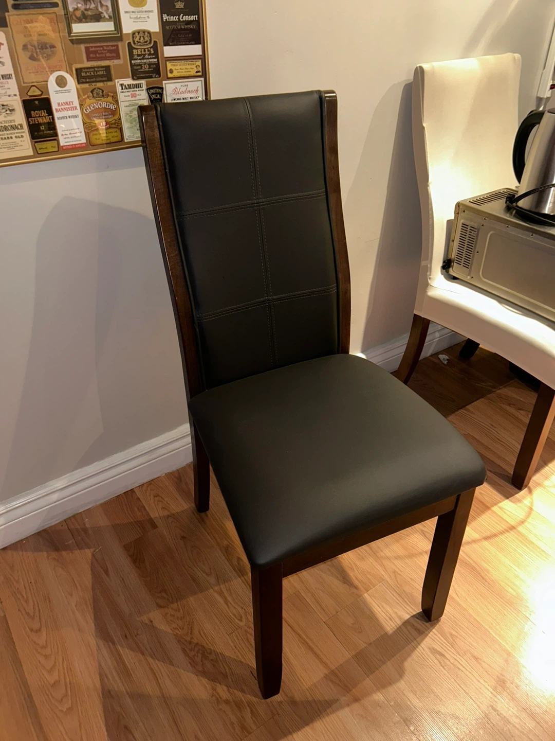 2pcs Dark Gray Leather Dining Chair with Wood Frame - photo 3