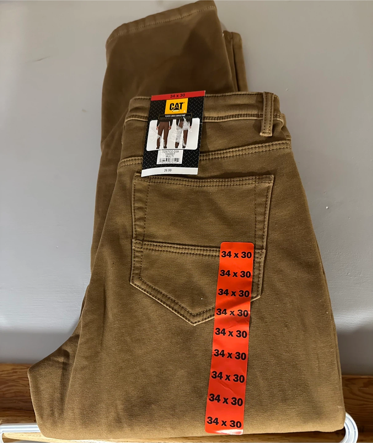 CAT Fleece Lined Canvas Pants 34x30