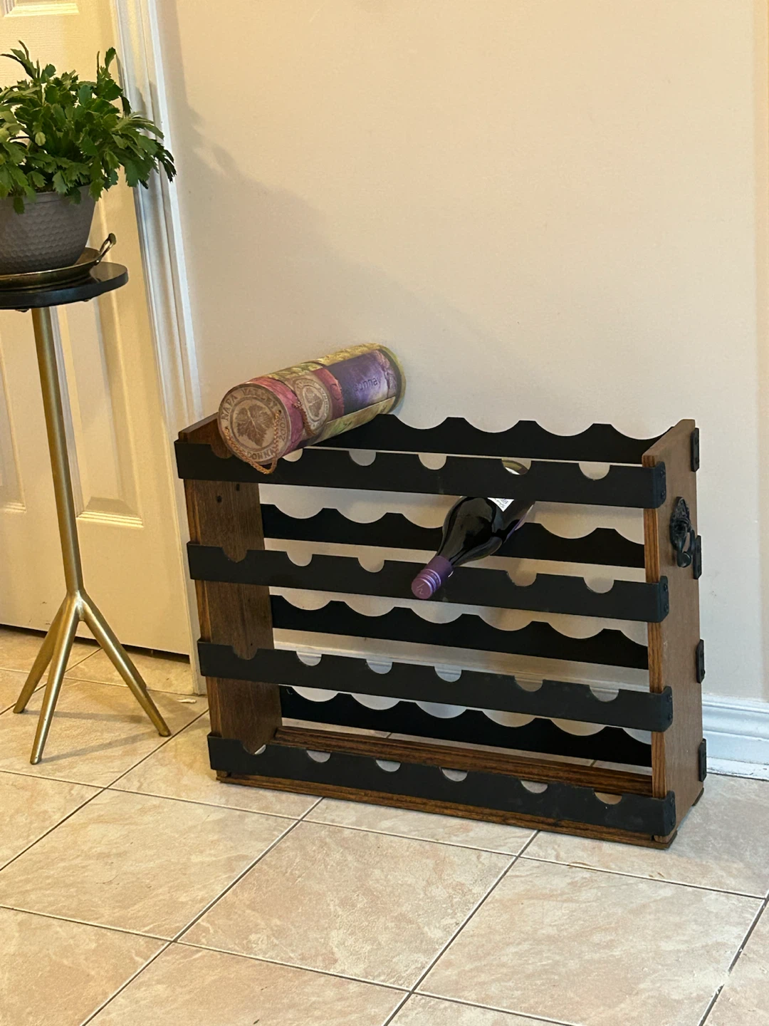 Wooden Wine Rack with Decorative Handle - photo 2