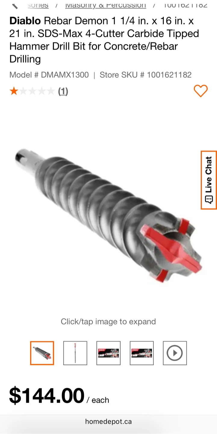 🇩🇪 NEW Diablo SDS MAX Rebar Demon Hammer Bit 1-1/4" x 16" x 21"