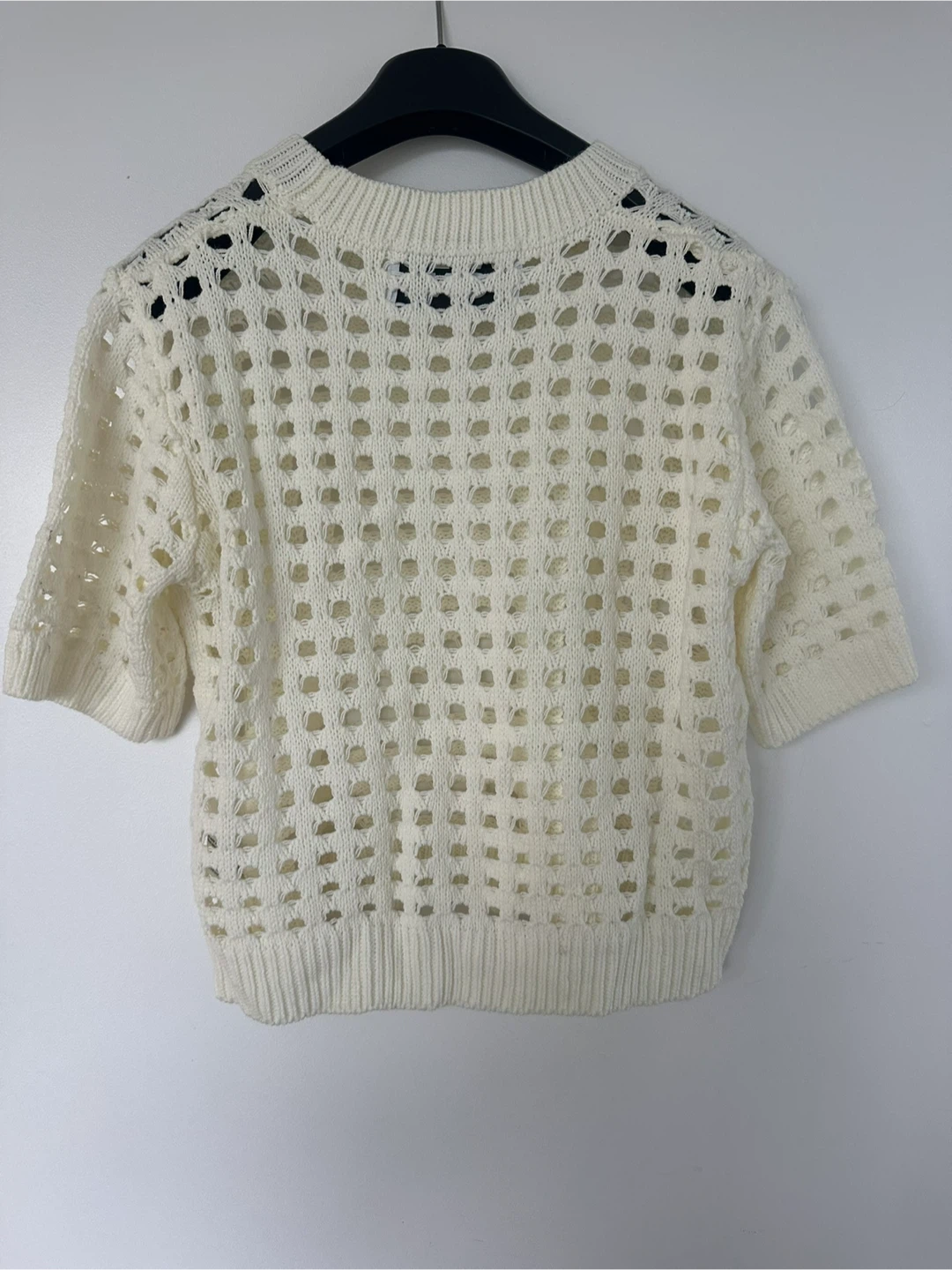WILD PONY Cream Cropped Mesh Knit Sweater - photo 3