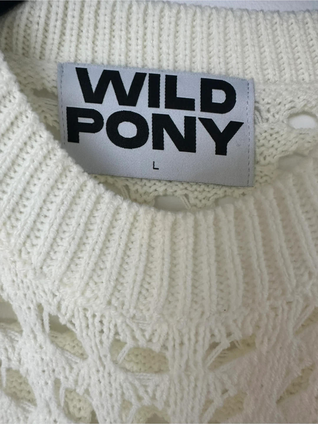 WILD PONY Cream Cropped Mesh Knit Sweater - photo 2
