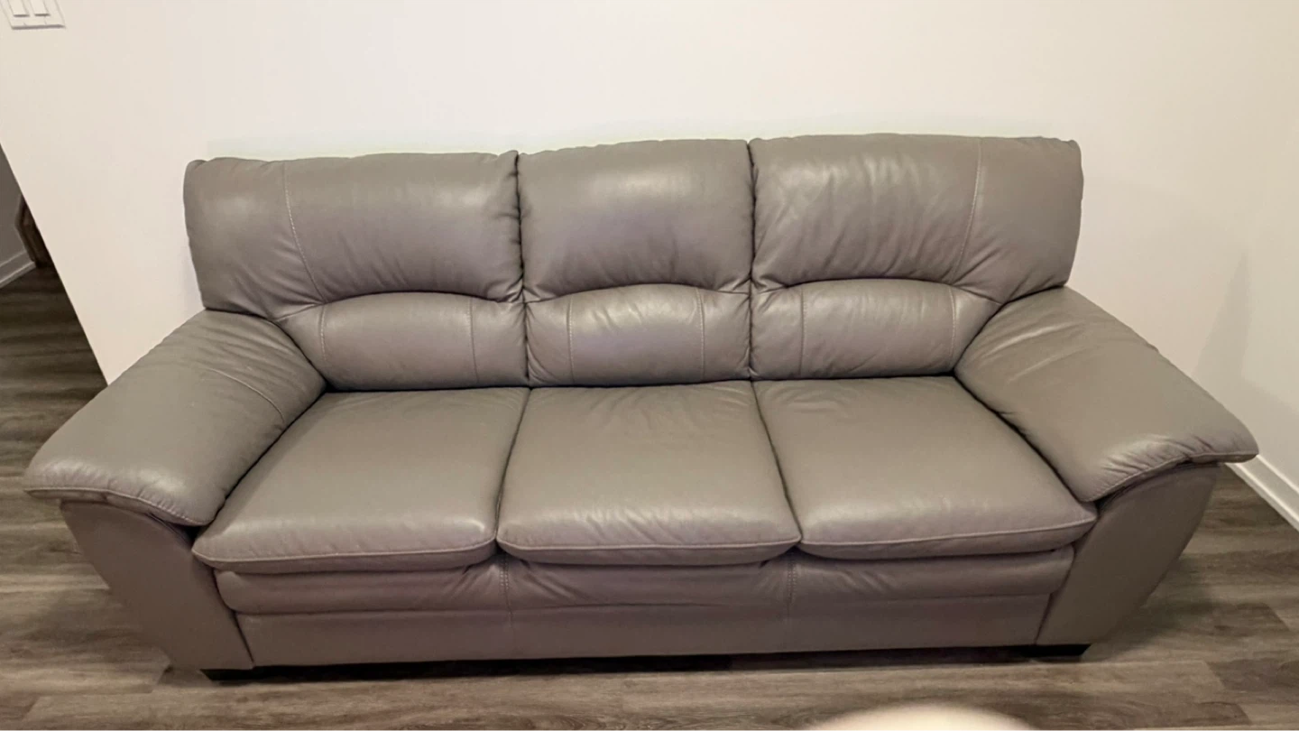 Grey Leather Sofa - photo 2