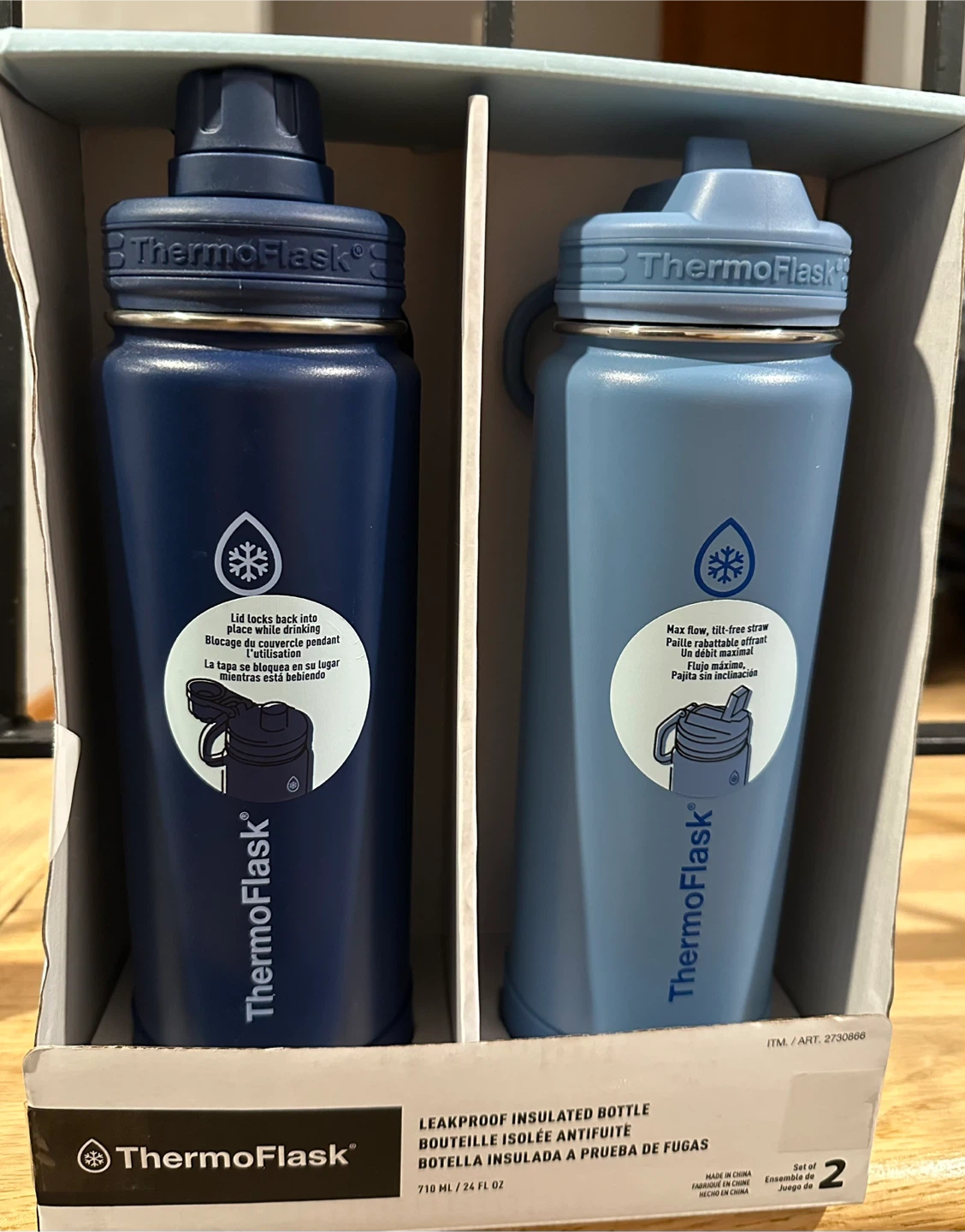 ThermoFlask Leakproof Insulated Bottles (2-Pack)