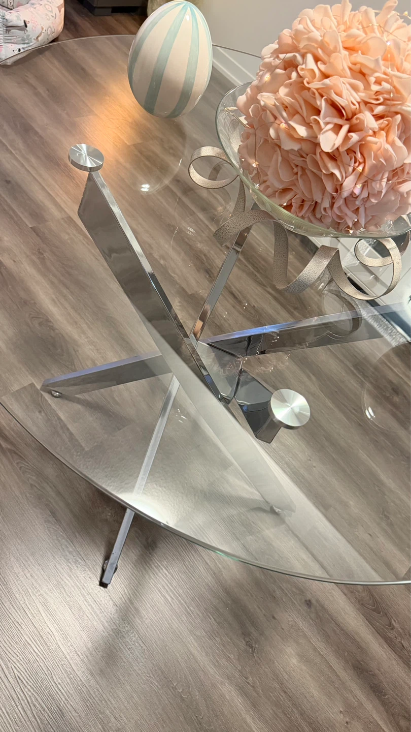 Gently Used Glass Top Dining Table with Metal Base - photo 4