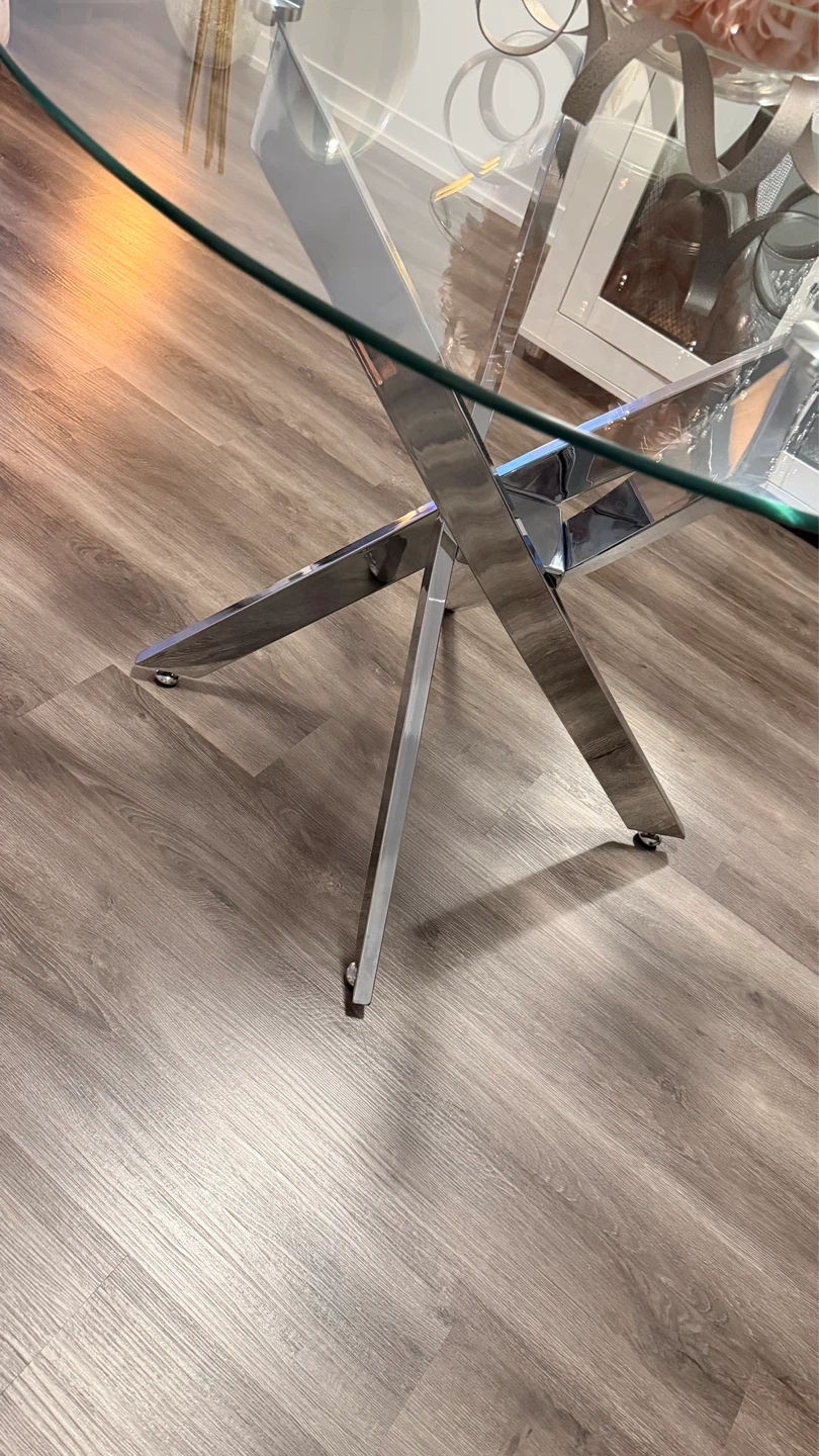 Gently Used Glass Top Dining Table with Metal Base - photo 3