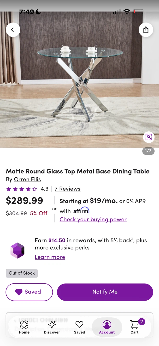 Gently Used Glass Top Dining Table with Metal Base - photo 5