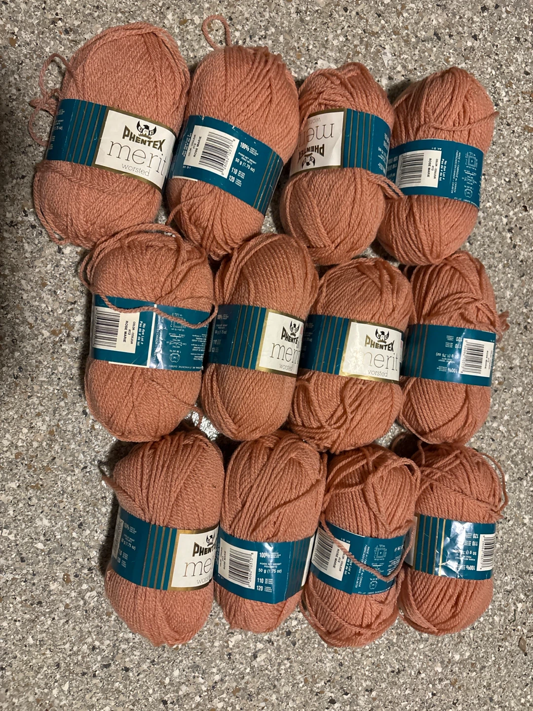 Phentex Merit Worsted Yarn - 12 Skeins
