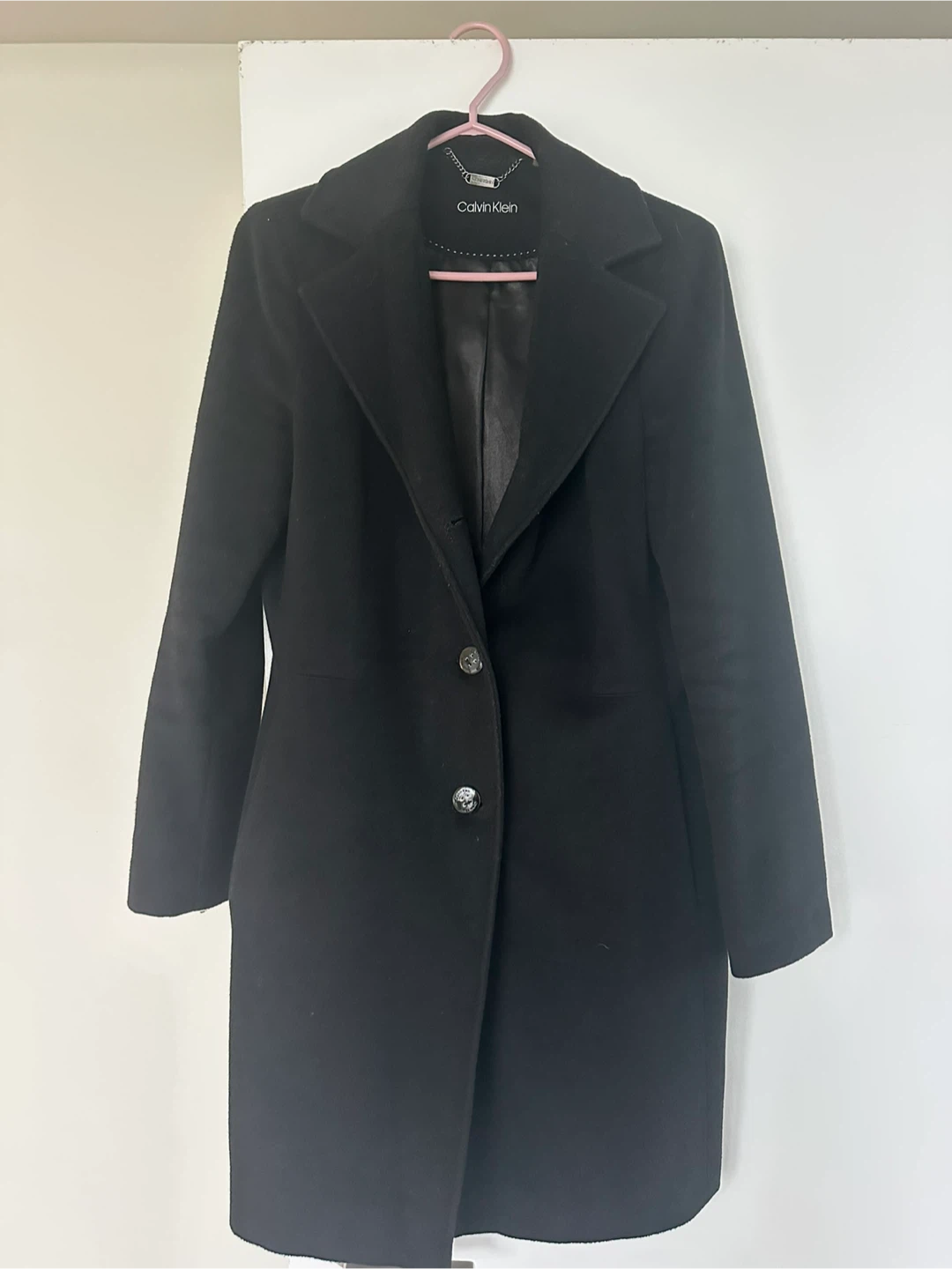 Calvin Klein Black Wool Coat