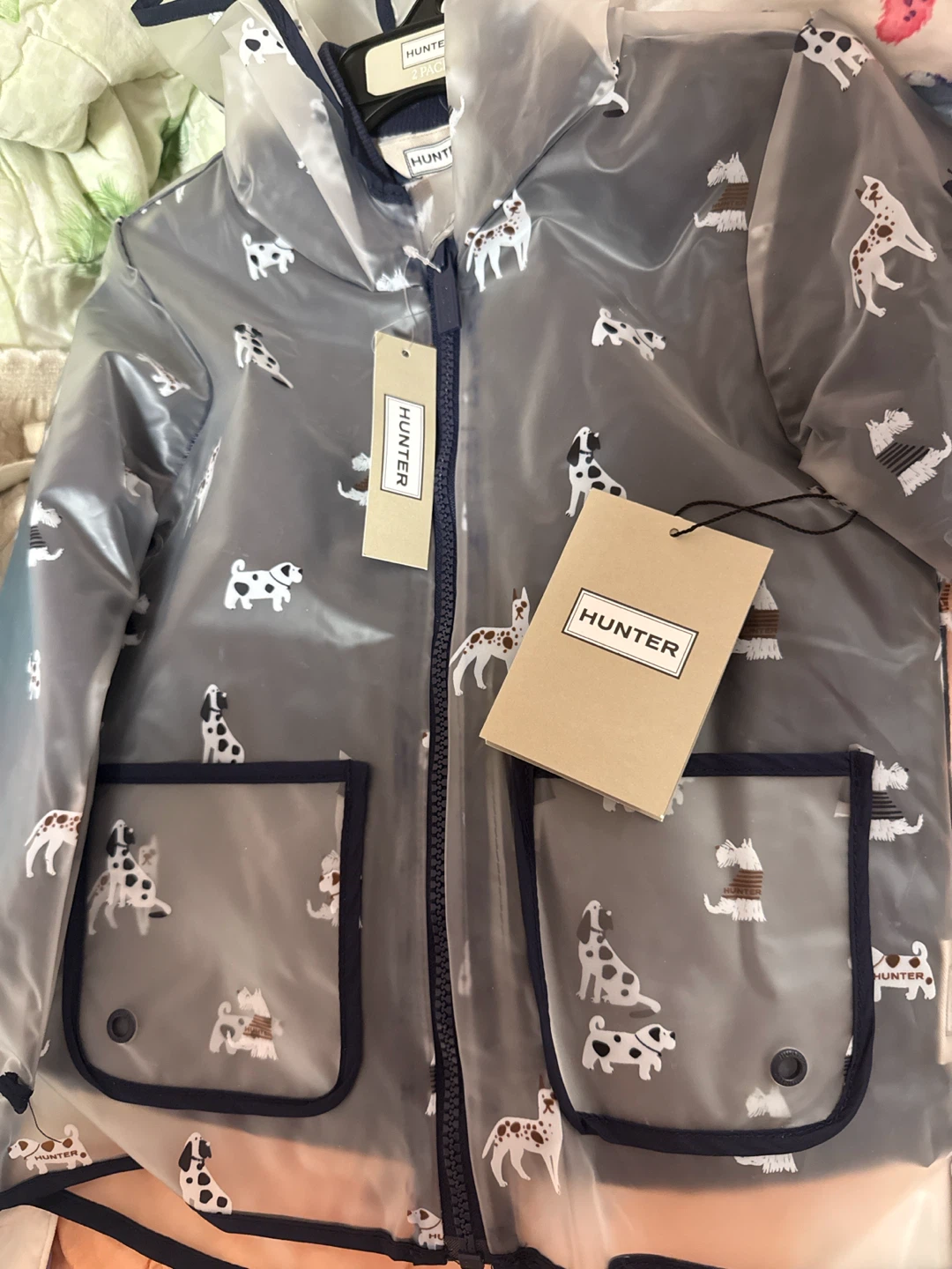 Hunter Dog Print Clear Raincoat 3T