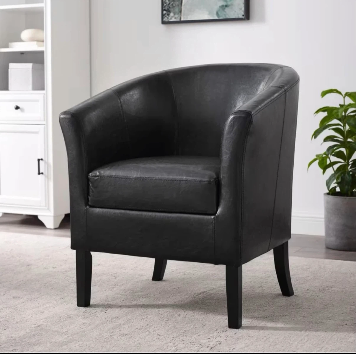 Brand New Black Faux Leather Club Chair