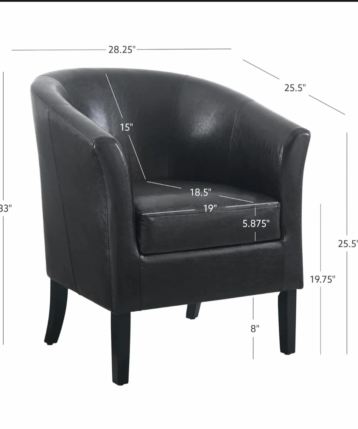 Brand New Black Faux Leather Club Chair - photo 2