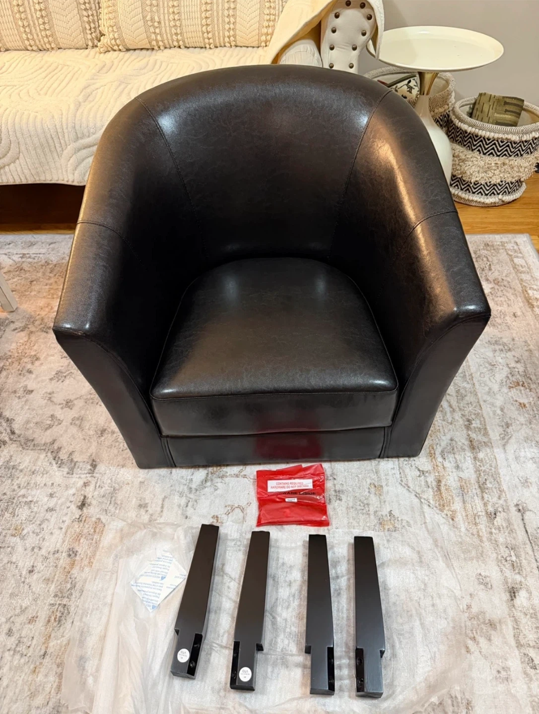 Brand New Black Faux Leather Club Chair - photo 4