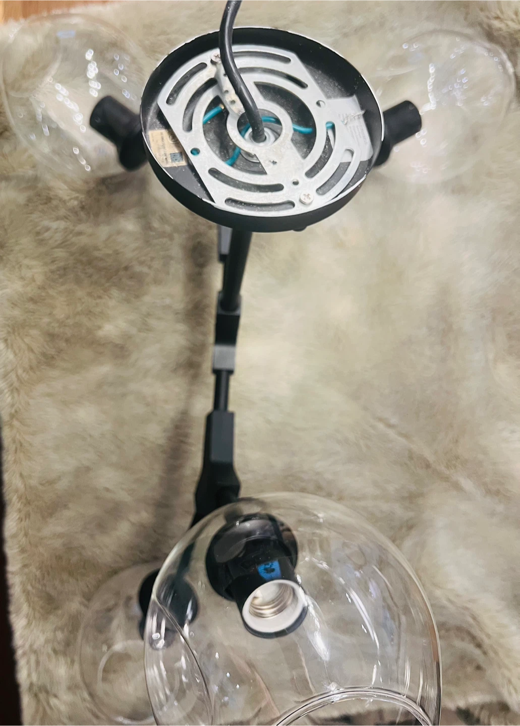 Black 4-Light Chandelier with Clear Shades - photo 3