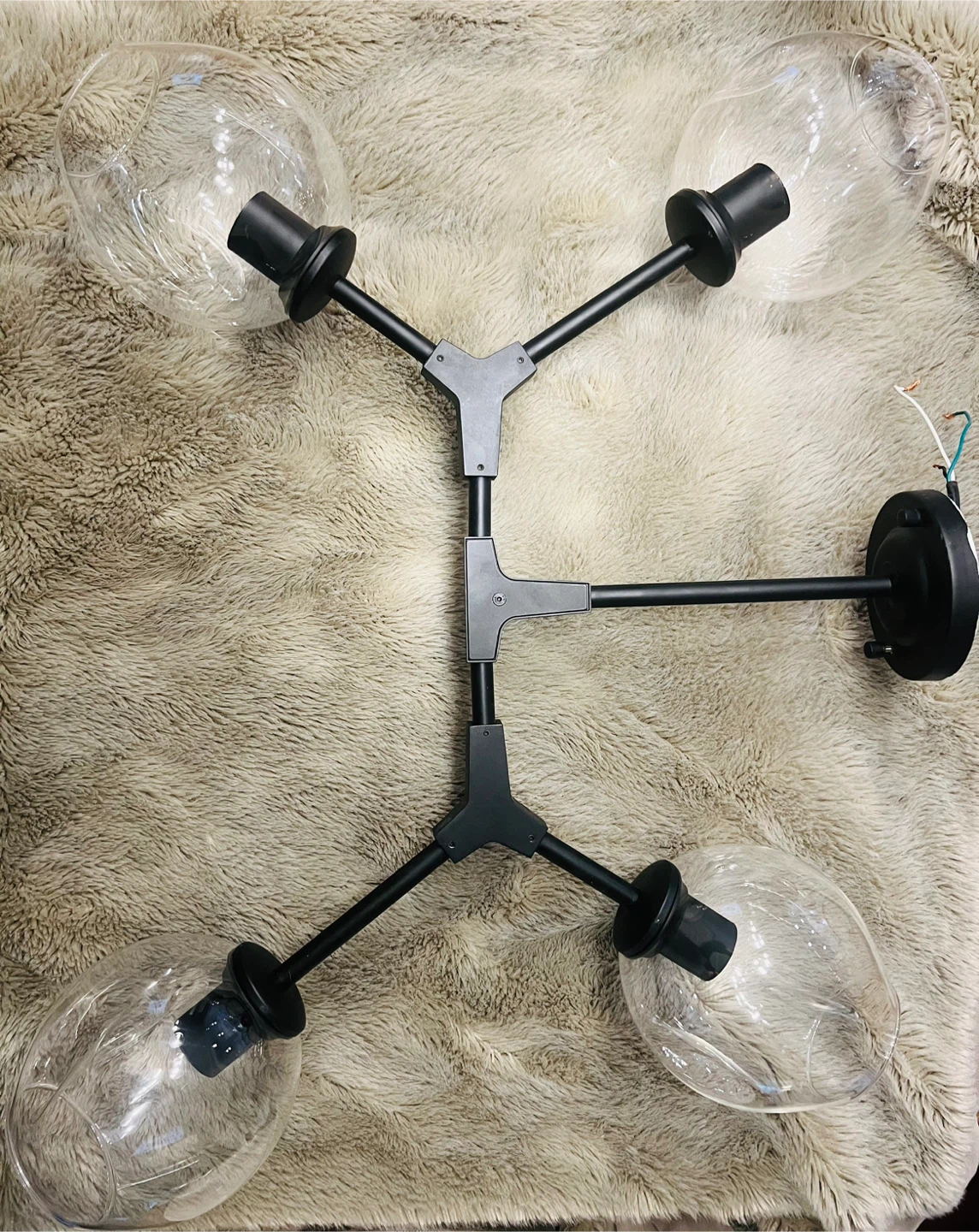 Black 4-Light Chandelier with Clear Shades