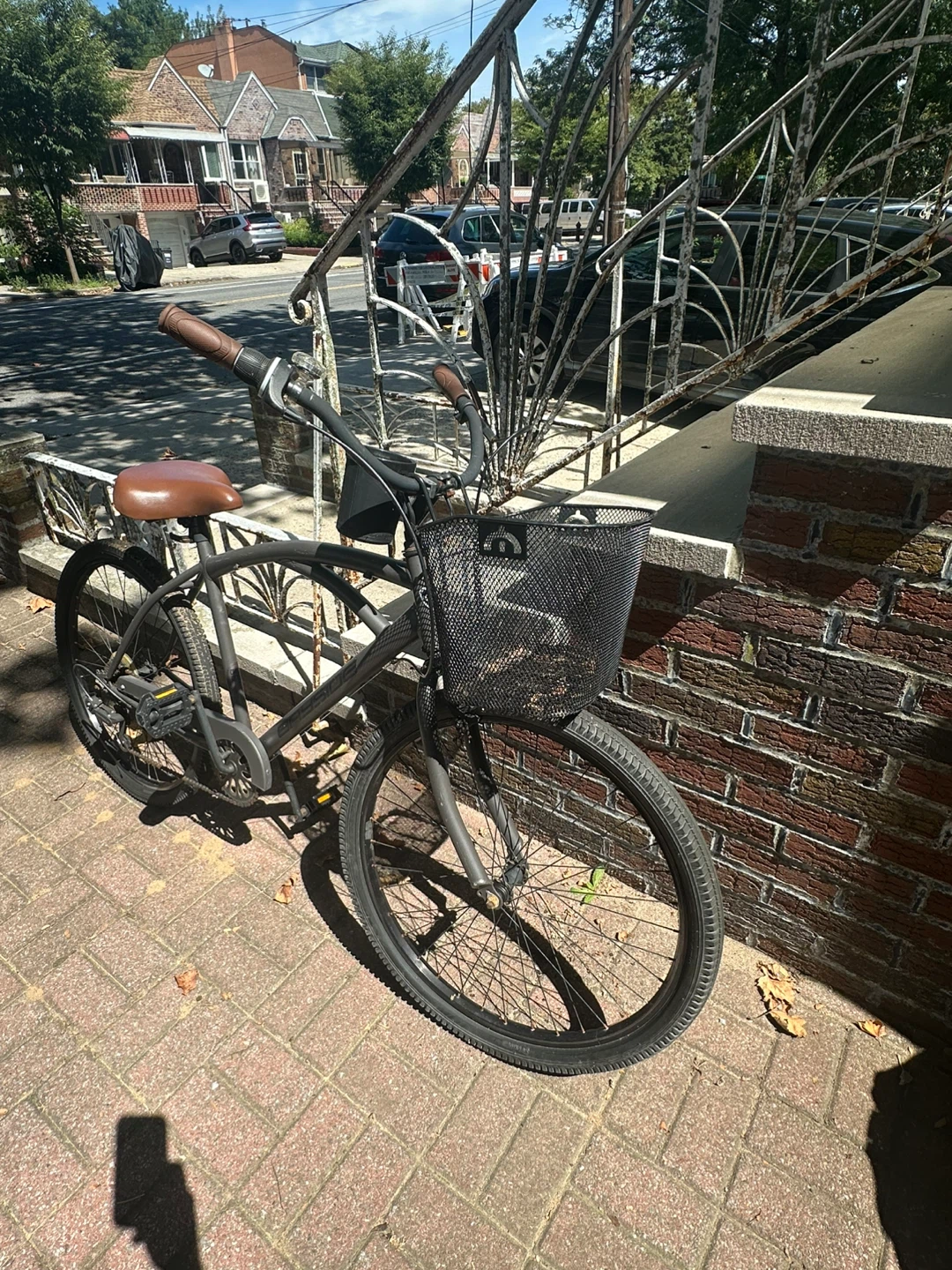 Gray Cruiser Bicycle with Basket