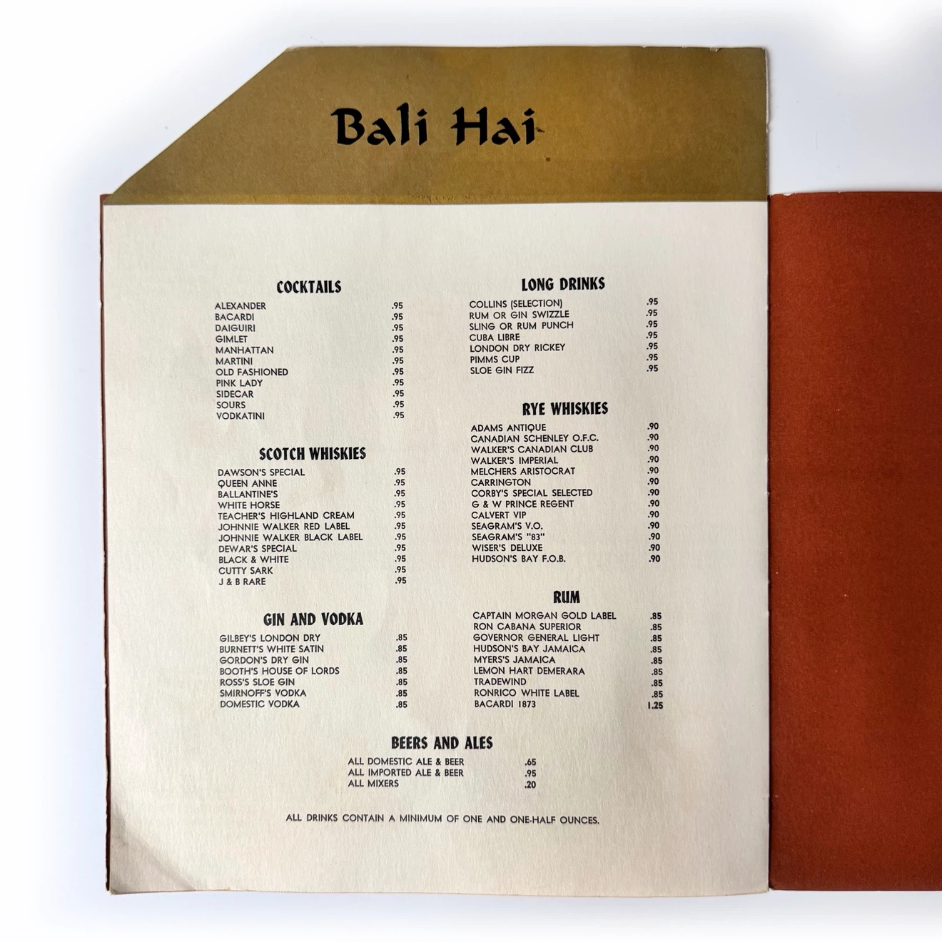 Vintage Bali Hai Toronto Tiki Cocktail Menu - photo 5