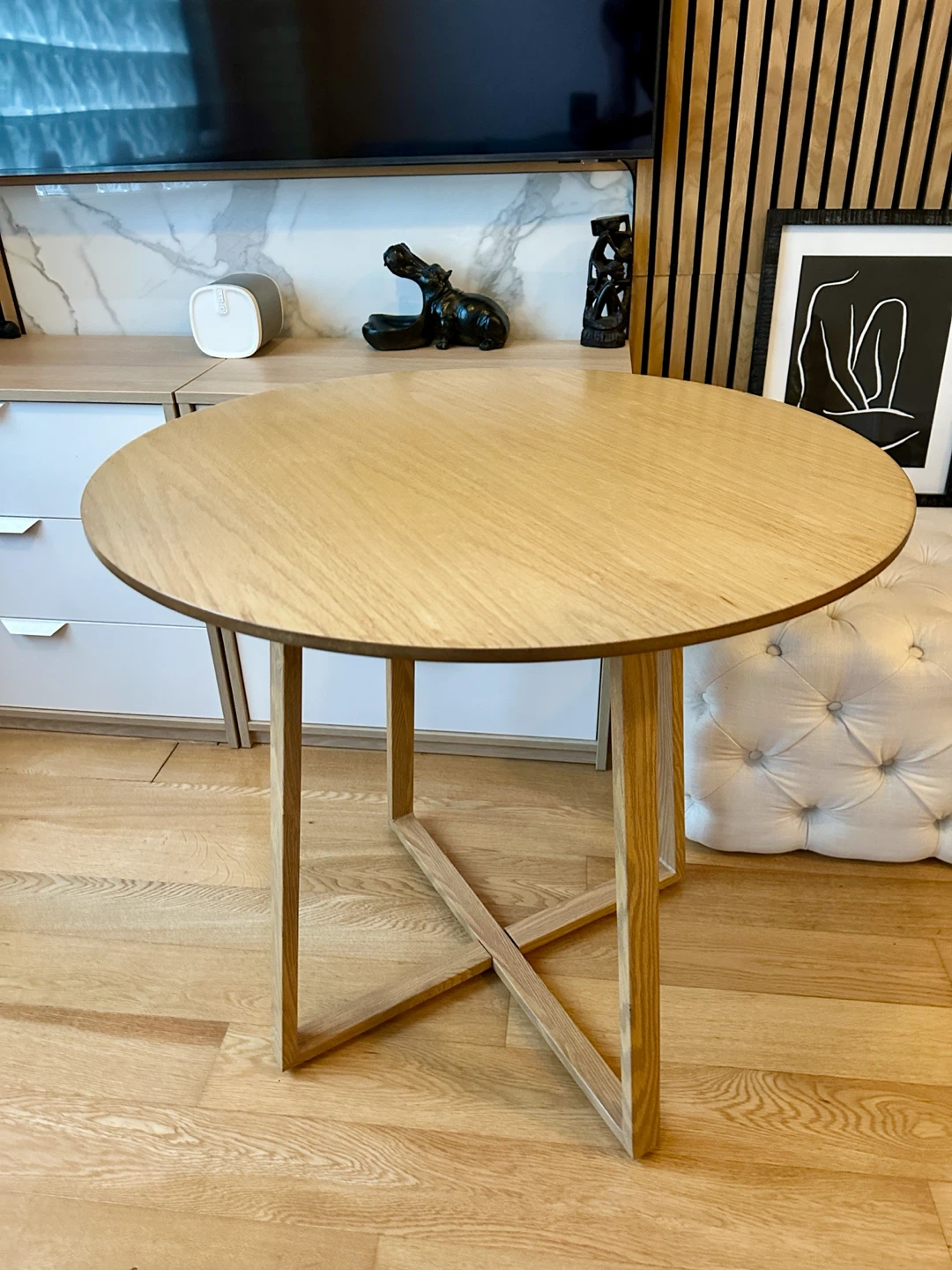 MODERN MINIMALIST WHITE OAK DINING TABLE ROUND / BOHO CHIC DESK