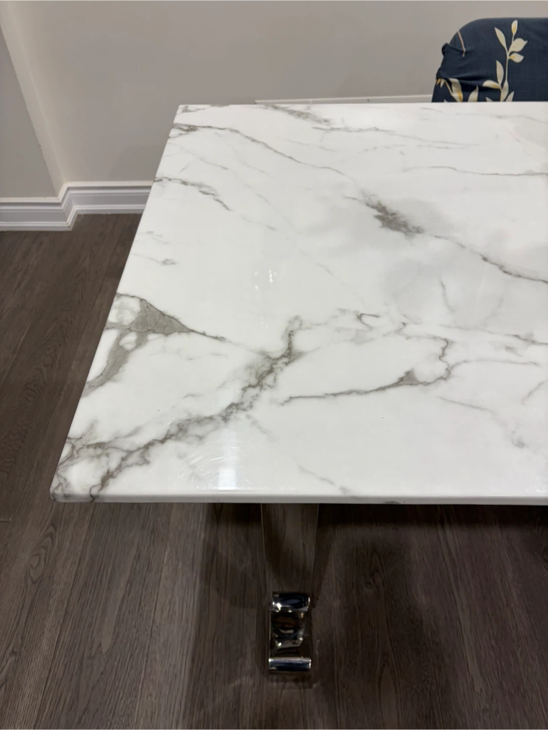 Marble Dining Table with Chrome Base