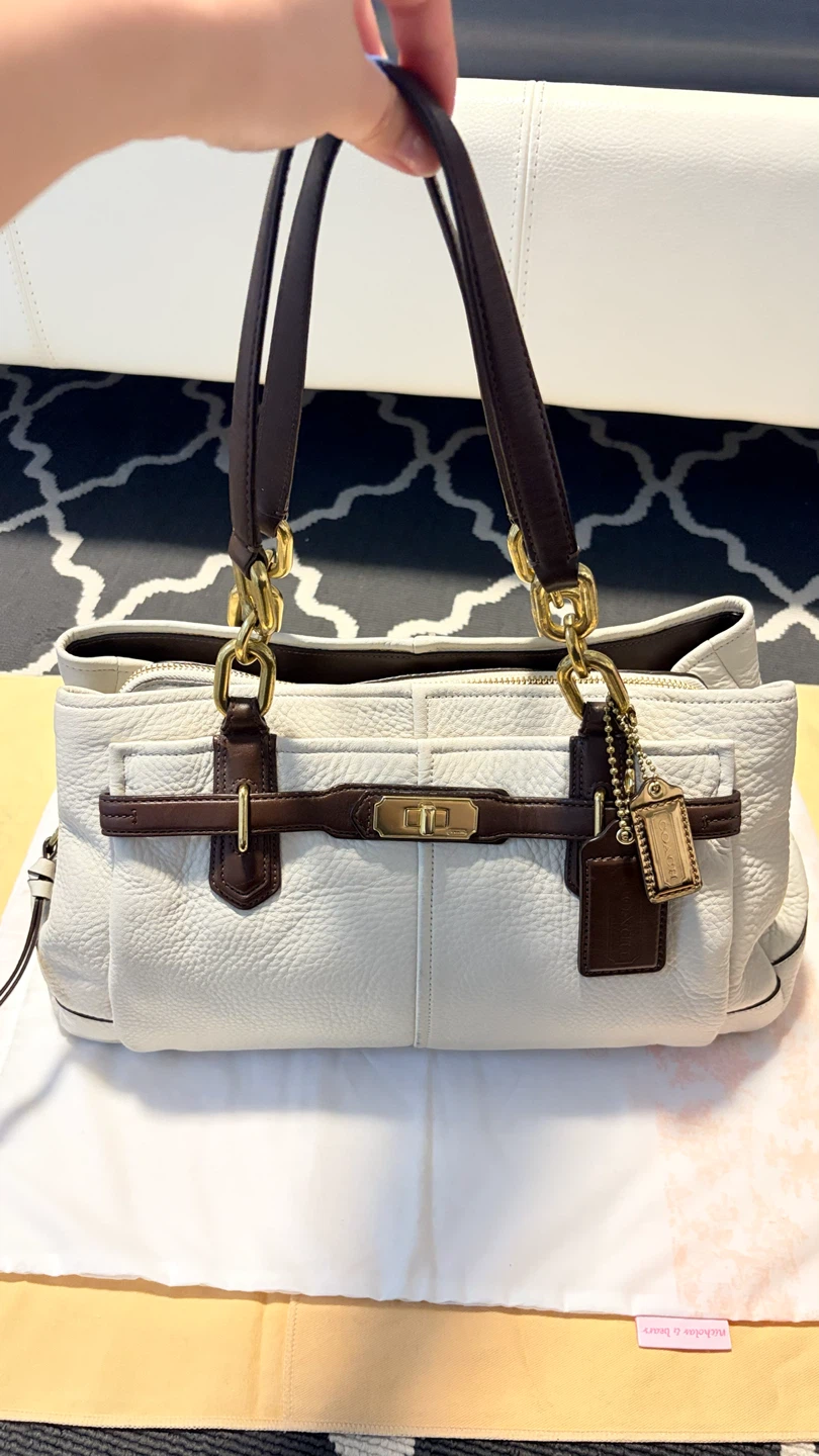 Coach Soft Cream Pebble Leather Tote Bag