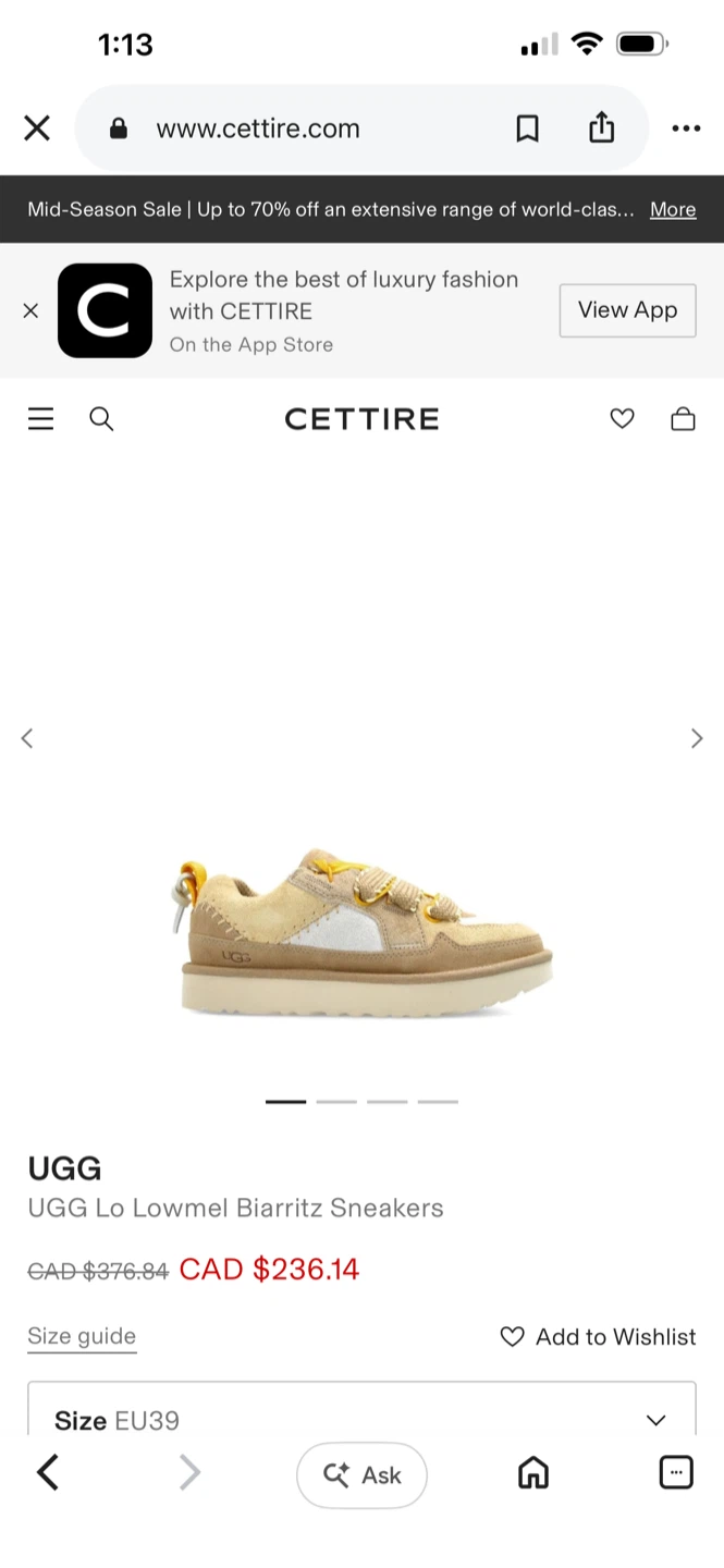 UGG Lo Lowmel Biarritz Sneakers - Size 10 - photo 3