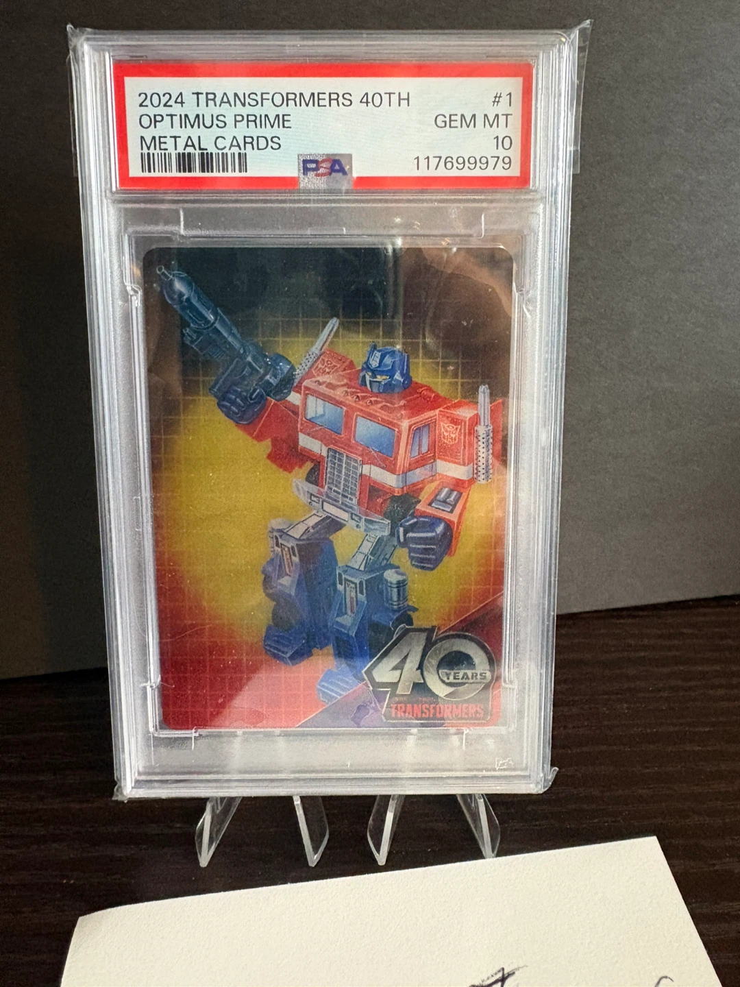 2024 Transformers 40th Optimus Prime Metal Card PSA 10