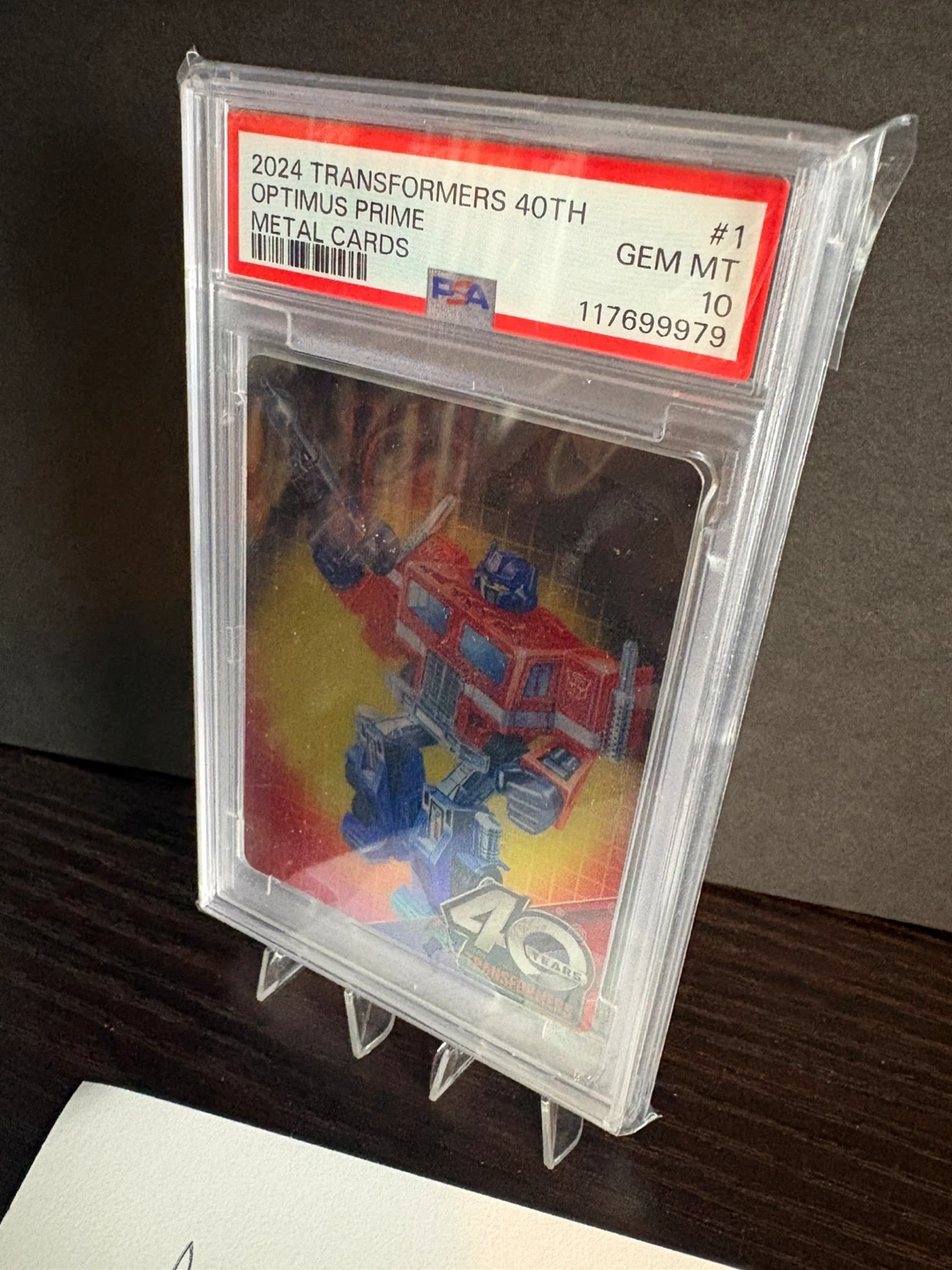 2024 Transformers 40th Optimus Prime Metal Card PSA 10 - photo 2