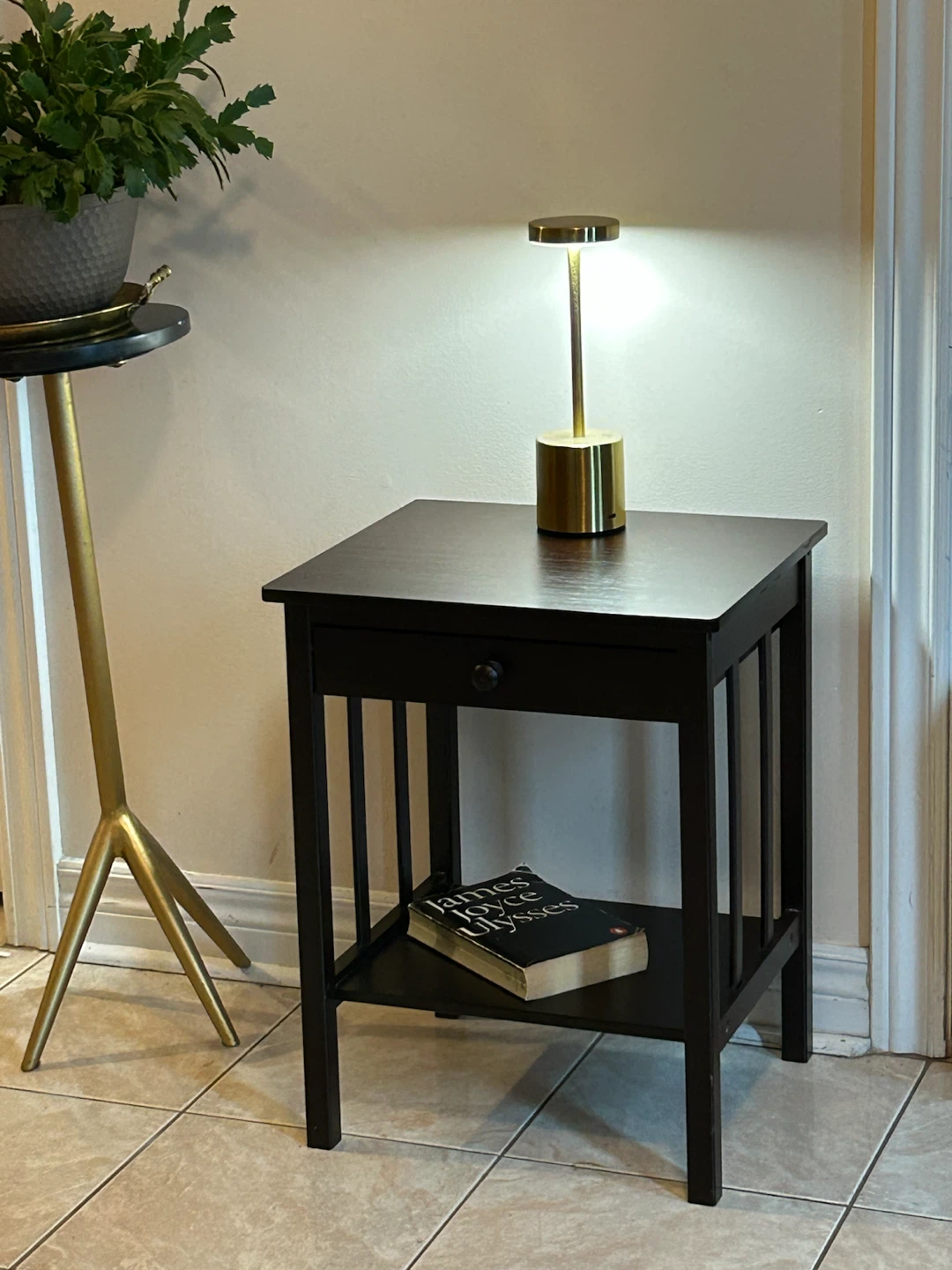 Dark Brown End Table with Drawer