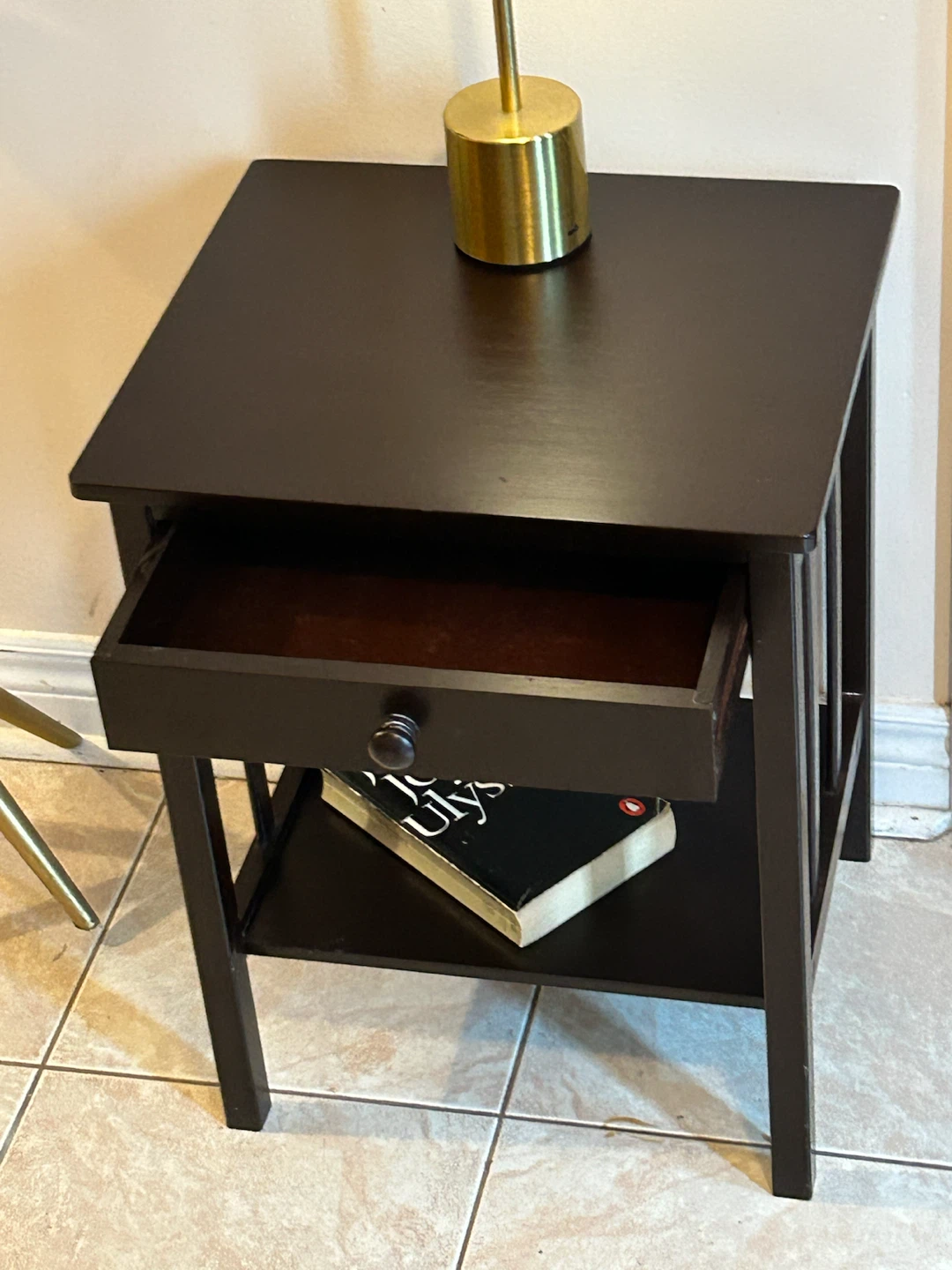 Dark Brown End Table with Drawer - photo 2
