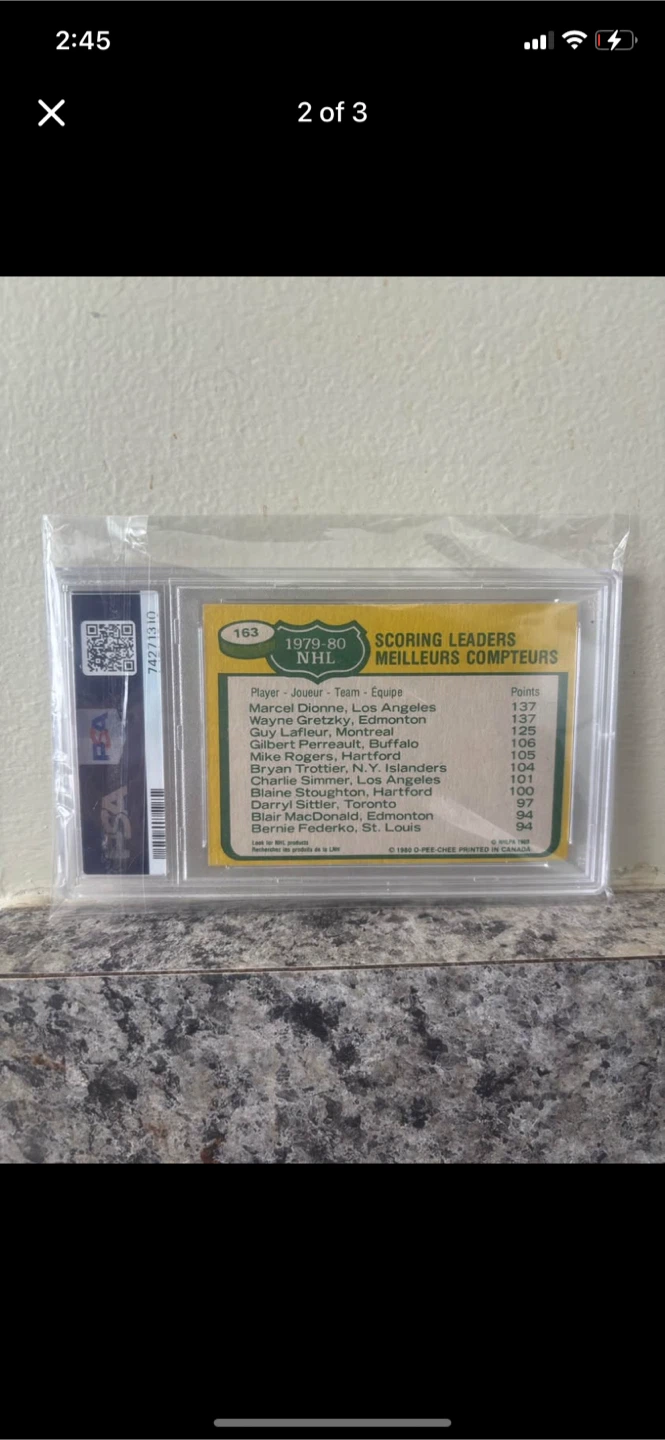 1980-81 Scoring Leaders Dionne/Gretzky/Lafleur #163 PSA 7 - photo 2