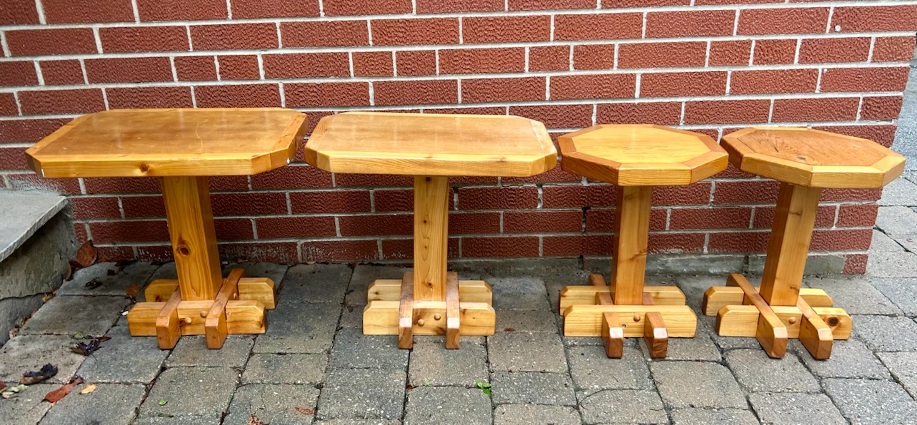Set of 4 Wooden Side Tables