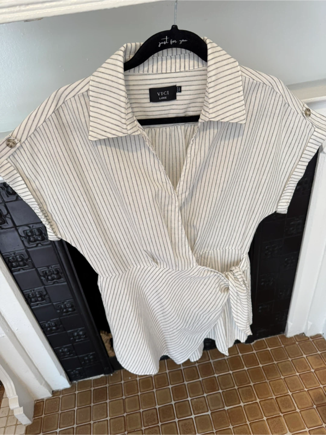 VICI Striped Wrap Romper - Large