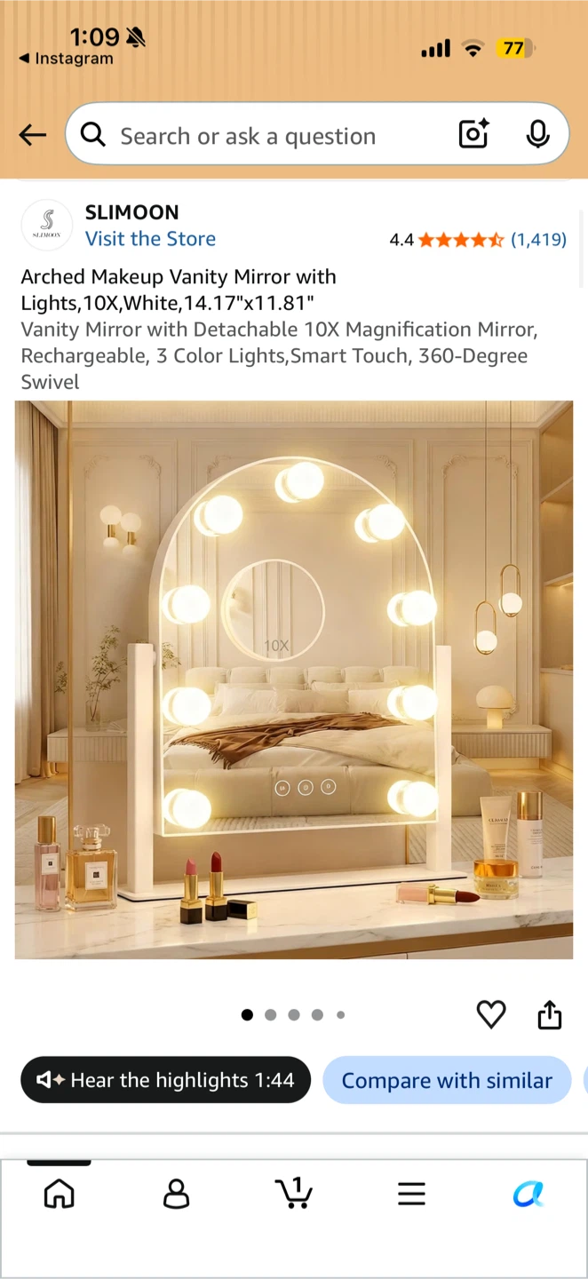 SLIMOON Arched Makeup Vanity Mirror with Lights