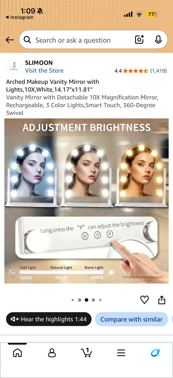 SLIMOON Arched Makeup Vanity Mirror with Lights - photo 2