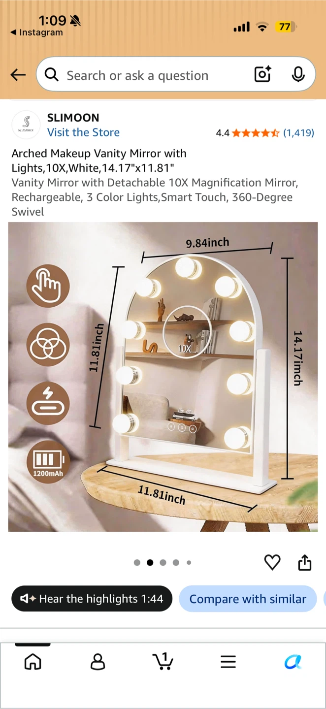 SLIMOON Arched Makeup Vanity Mirror with Lights - photo 4