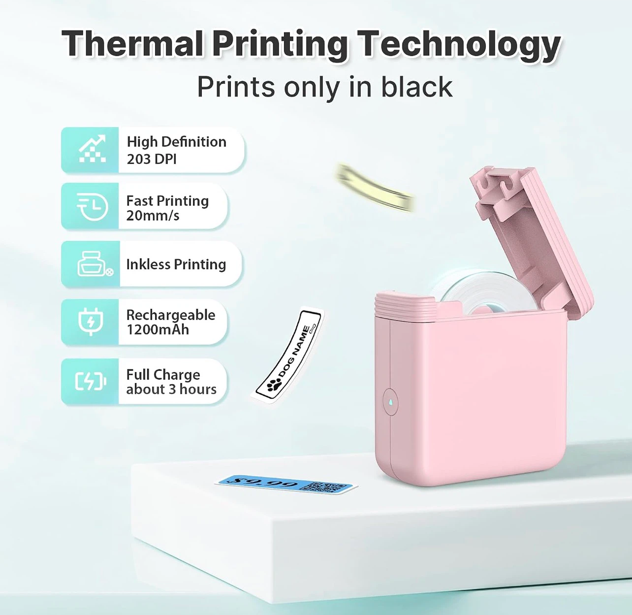 Pink Portable Thermal Label Printer - photo 5
